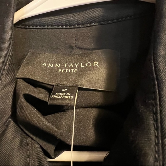 NWT198$ Ann Taylor Wmn Wool Coat Jacket Large Black Snap Button Belted Soft Hip - Picture 4 of 5